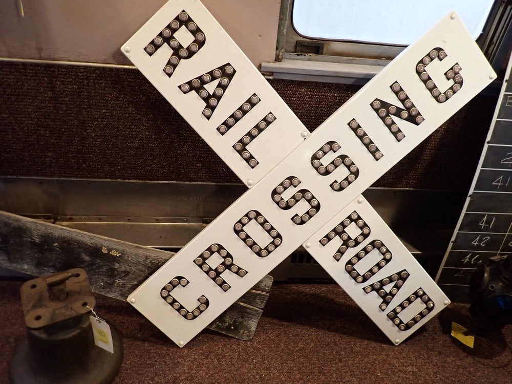 Railroad Crossing Sign with Cat's Eye Reflectors (1 of 7)