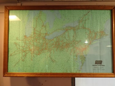 Penn Central Railroad Map in Frame `