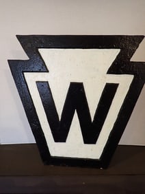 Railroad Cast Iron Whistle Post Sign