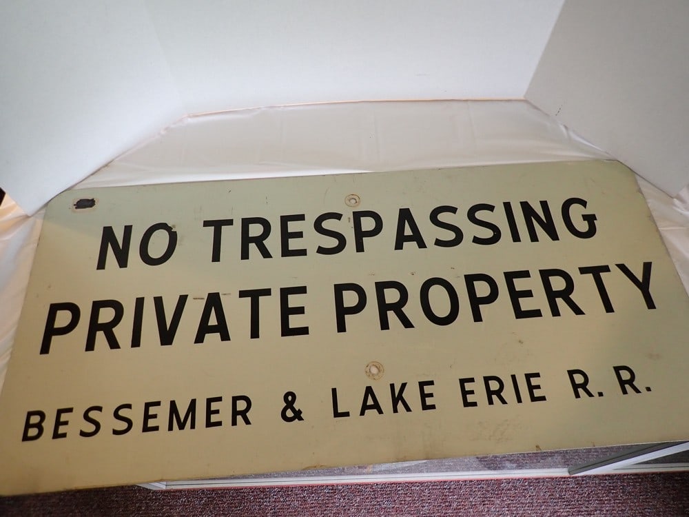 Bessemer & Lake Erie R.R. "No Trespassing" Sign (1 of 6)