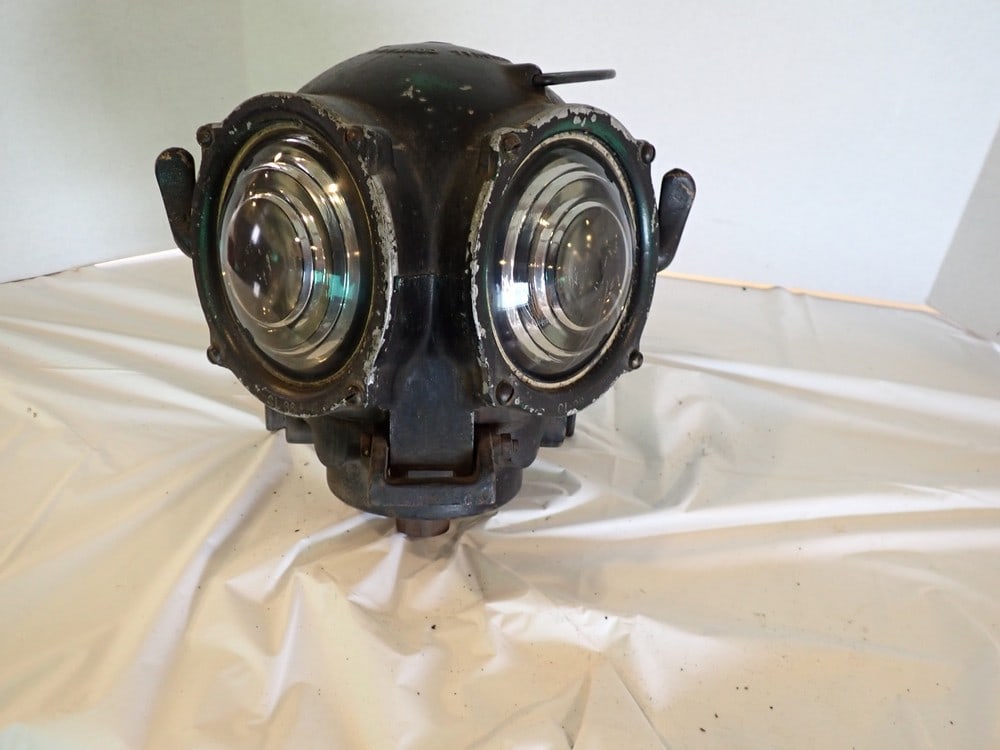"Pyle" Tail Markers Lantern: Was electrified, needs rewiring. Has some wear with minor paint loss.