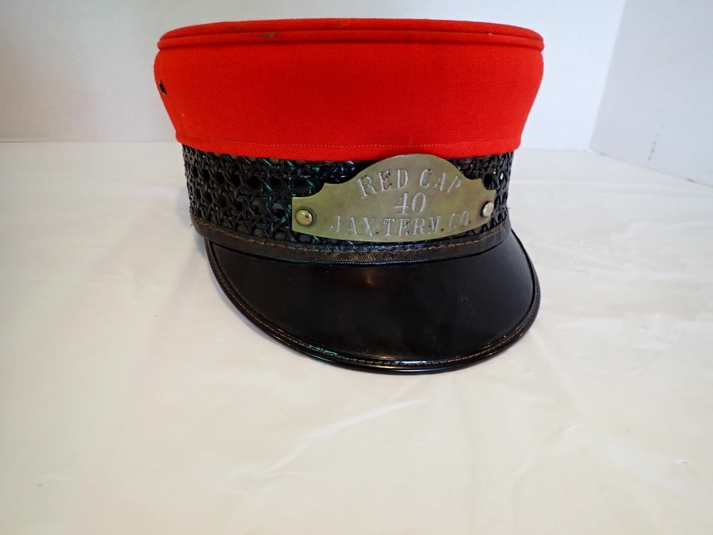 "Red Cap 40 Jax Term Co." Porter's Cap w/ Brass Plate (1 of 4)