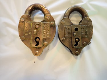 2 Baltimore & Ohio R.R. Brass Padlocks