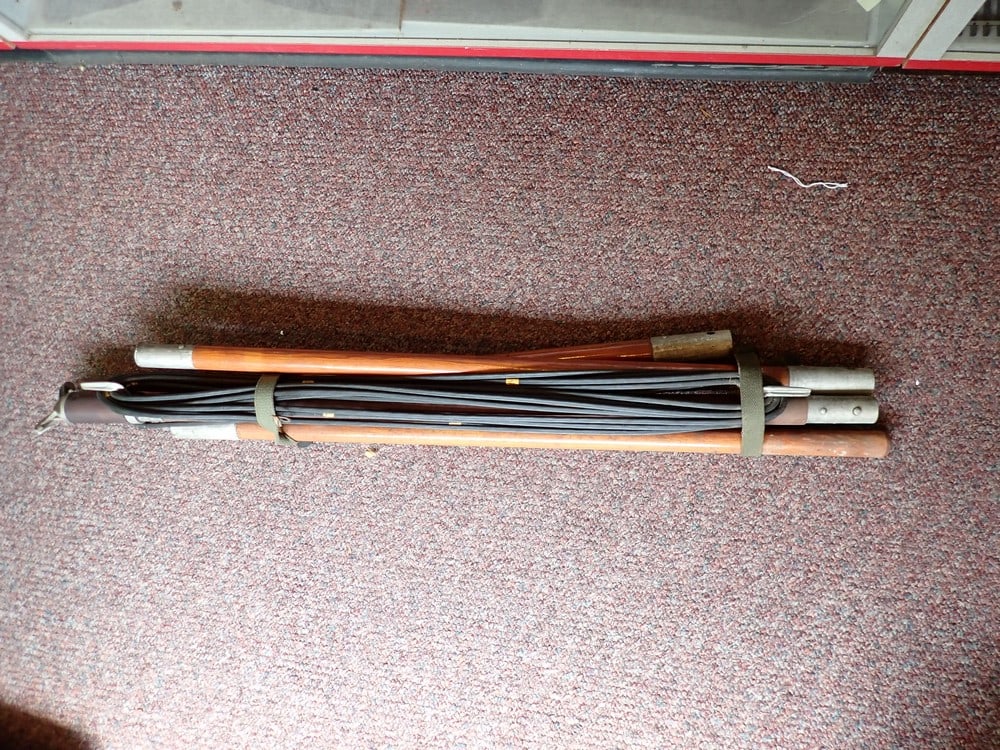 Universal Line Pole: Distributed by Automatic Electric Sales made by Dicke Tool Co., could be used to create telegraph line in the field, largest section is 44"