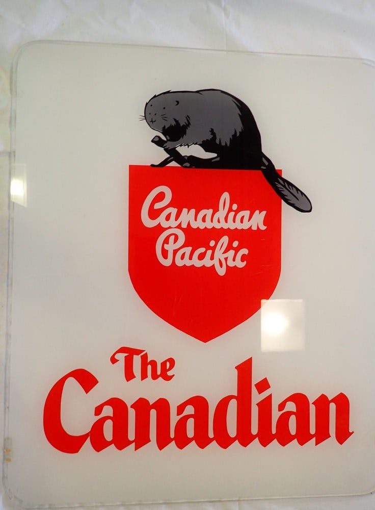 Canadian Pacific "The Canadian" Lucite Sign: Rounded corners, 19 1/2" x 16"