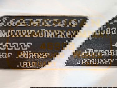 1910 American Locomotive Co. Builders Plate