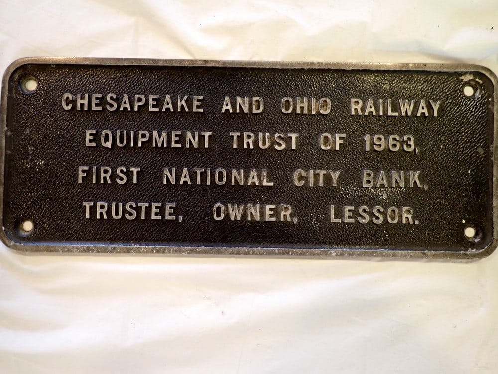 1963 Chesapeake & Ohio Railway Equipment Plate (1 of 4)
