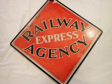 Railway Express Agency double-sided sign