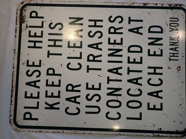 Railroad "Keep This Car Clean" Sign