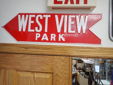 "West View Park" Arrow Metal Sign