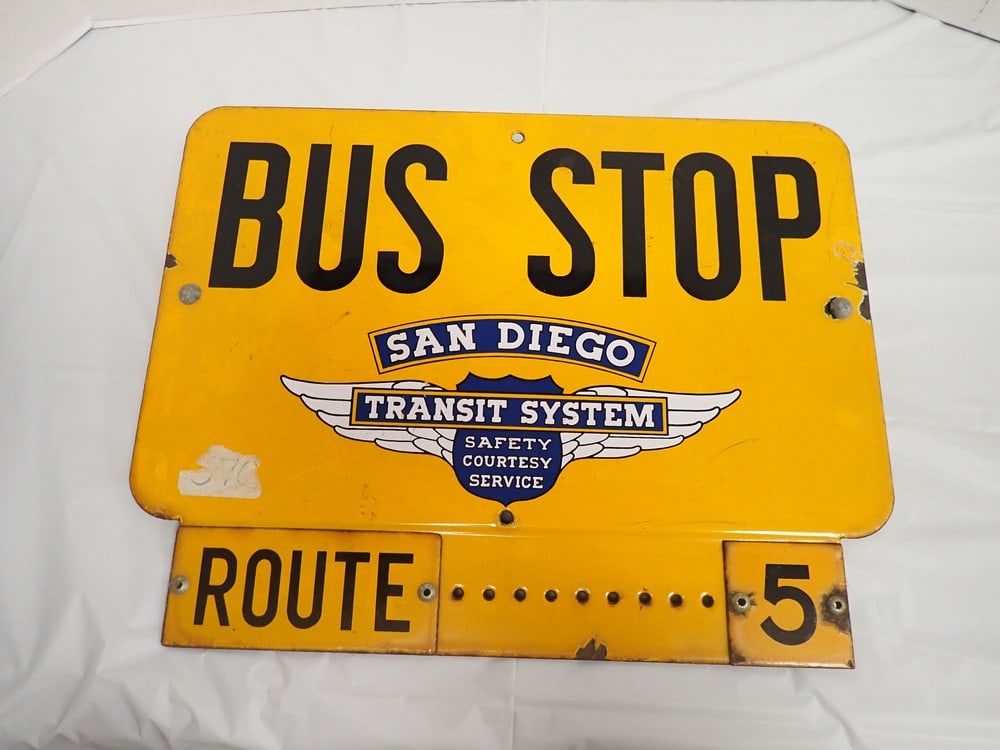 San Diego Transit System Route 5 Bus Stop Sign (1 of 4)