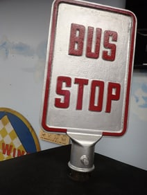 Cast Iron Bust Stop Sign