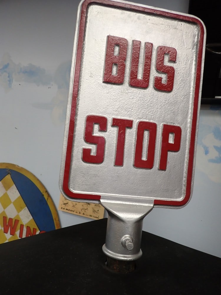 Cast Iron Bust Stop Sign (1 of 2)