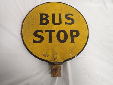 Cast Iron "Bus Stop" Lollipop sign