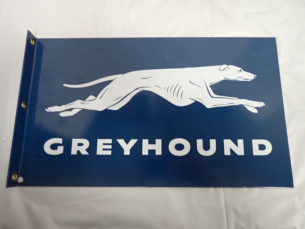 "Greyhound Bus"  double-sided flange sign (1 of 3)
