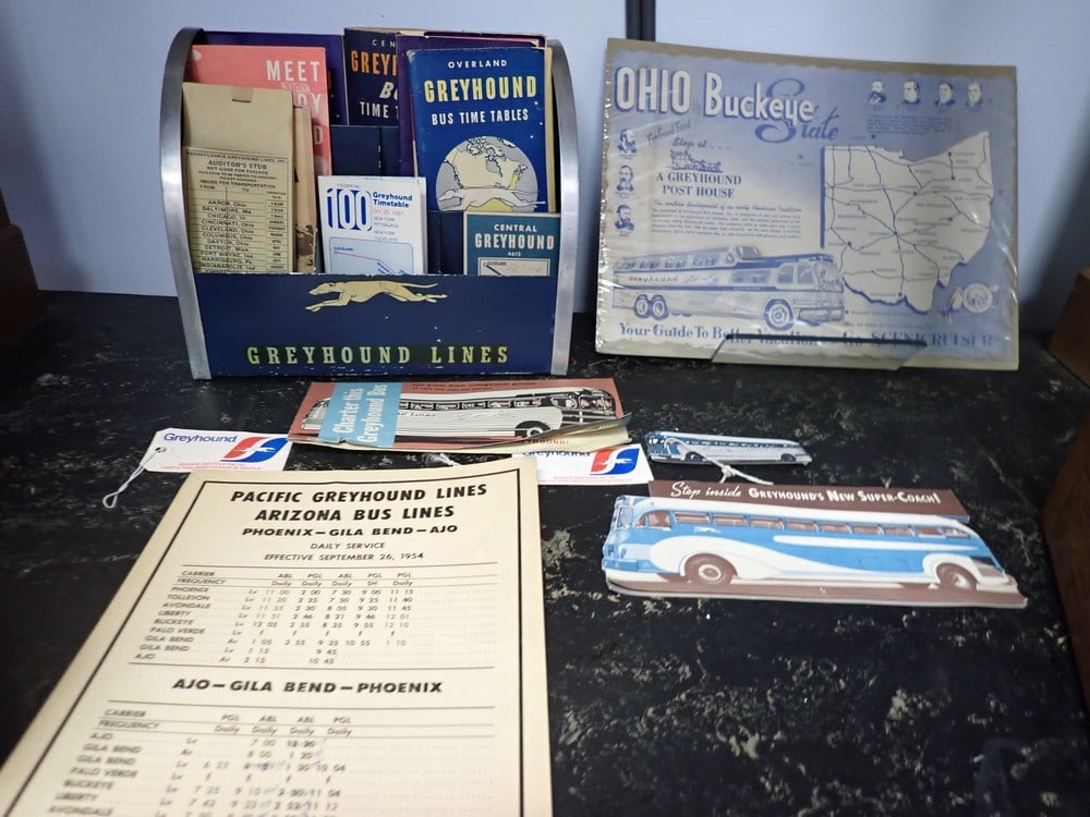 "Greyhound" Time Table Rack, Time Tables & Ephemera (1 of 12)