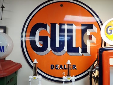 Large "Gulf" Dealer Double-sided Porcelain Sign