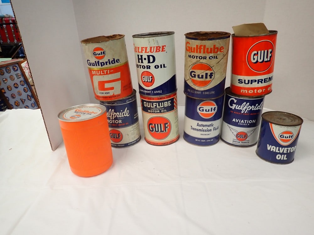"Gulf" Aviation & other lubrication cans (1 of 12)