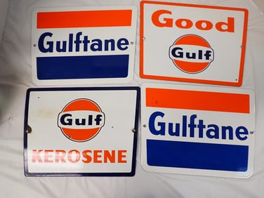 4 "Gulf" Porcelain signs