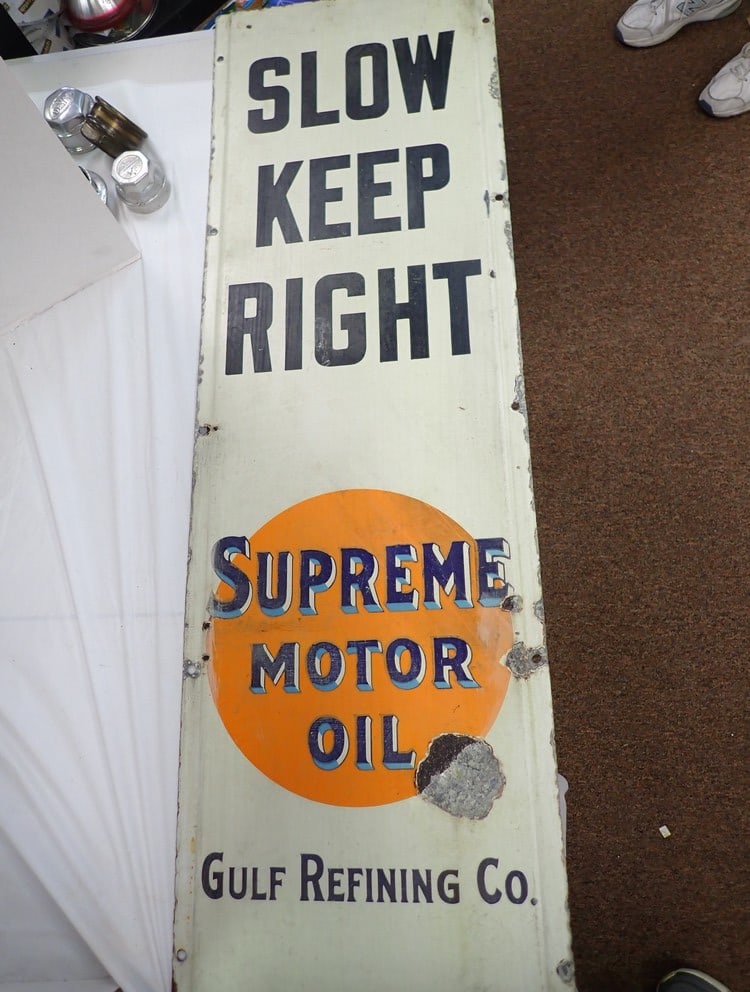 "Slow Keep Right" Supreme Motor Oil" metal sign (1 of 5)