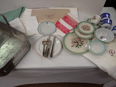 Railroad Dining Car China, basket, etc.
