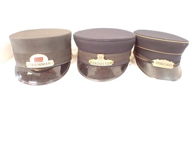 3 Railroad Passenger Car Employee Caps