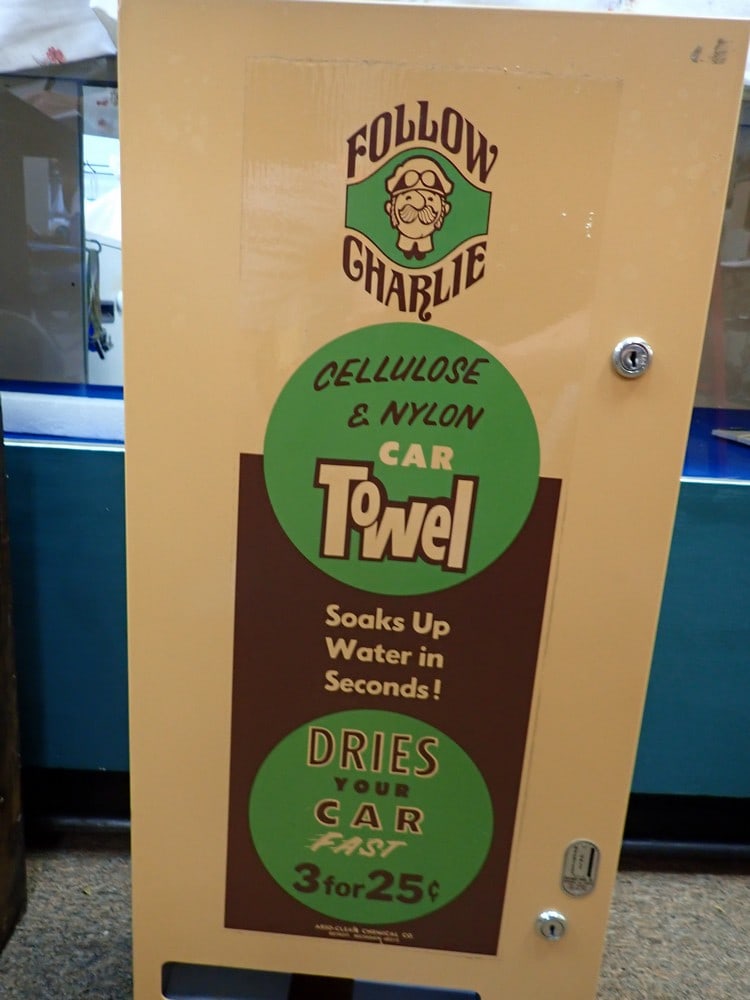 "Follow Charlie" Metal Car Towel Dispenser: 30 1/2" x 14", used to dry cars.