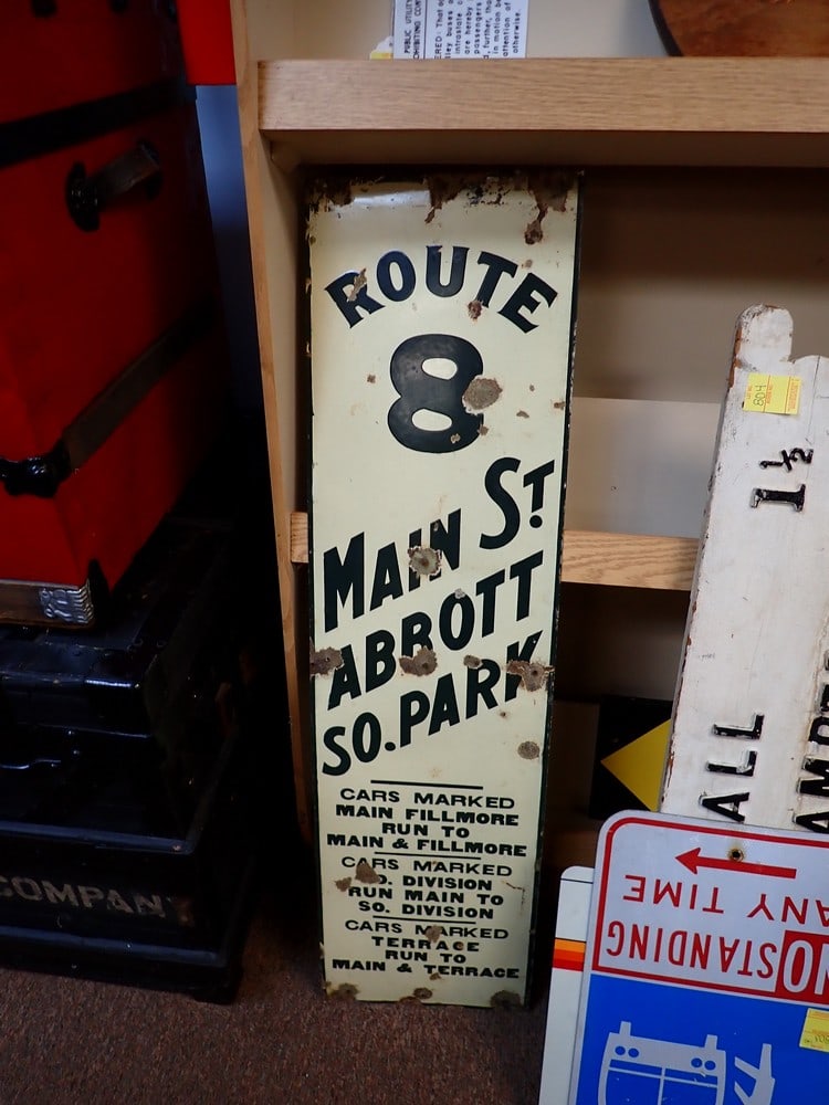 Vintage "Route 8" Trolley sign (1 of 3)