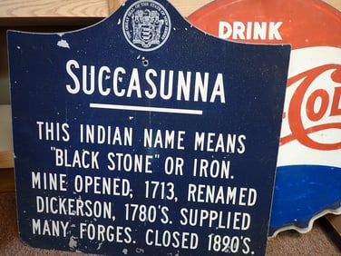 "Succasunna" State of New Jersey metal sign
