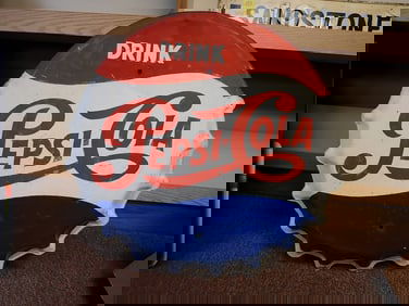 "Drink Pepsi-Cola" metal sign