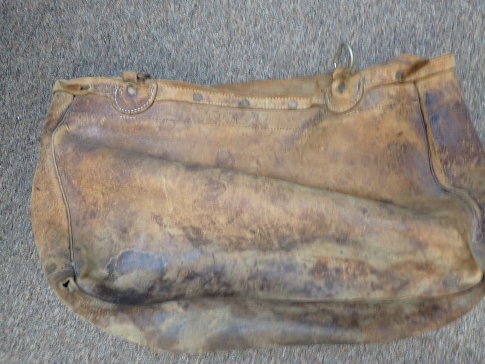 Leather Postal Bag: Shows wear, 24"W x 14"