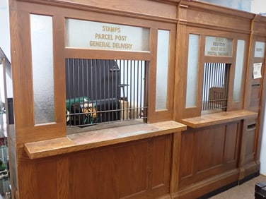 Antique Post Office: Oak with 2 windows & letter slots