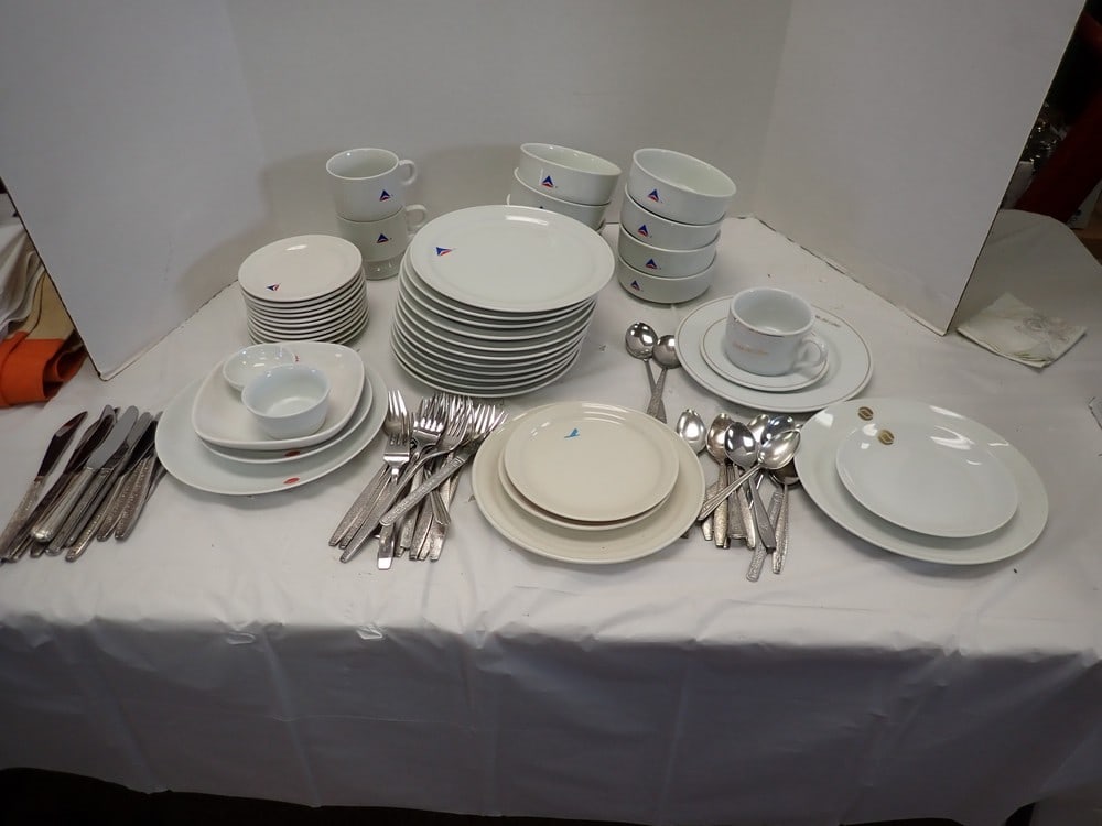 "Delta Airlines" Dishware & Silverware: "Piedmont" Northwest-Orient"Continental", cloth napkins