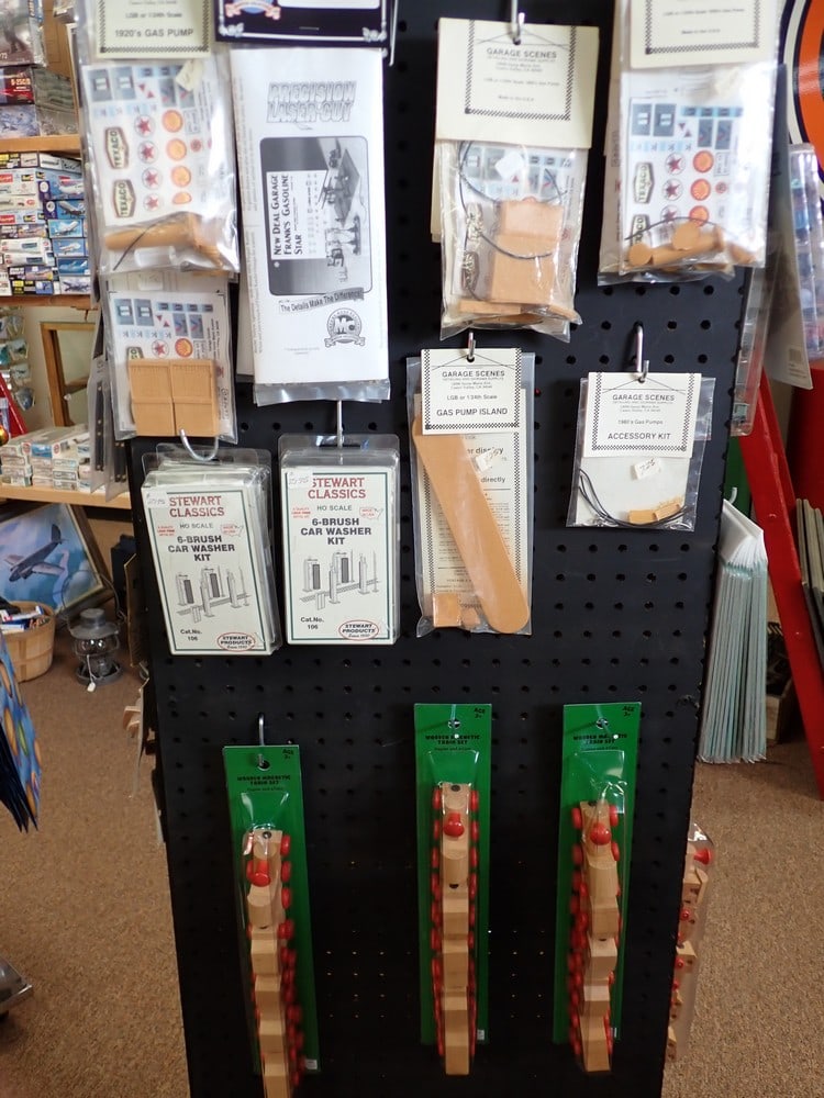 Miniature tools and other packaged items: Hobby accessories. Collector series packet tools. barge kit. Mini trains