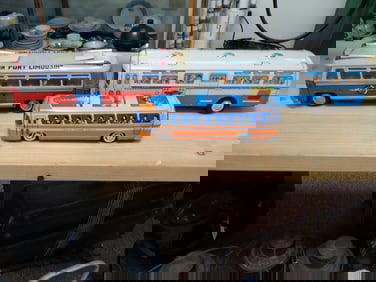3x Japanese Tin Toy Buses
