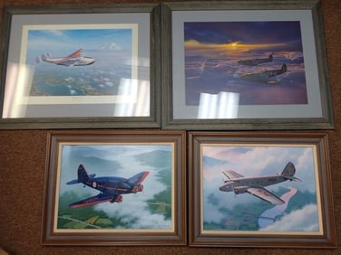 4 framed airplane prints