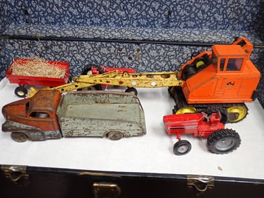 Buddy L Wrecking Truck and other metal toys