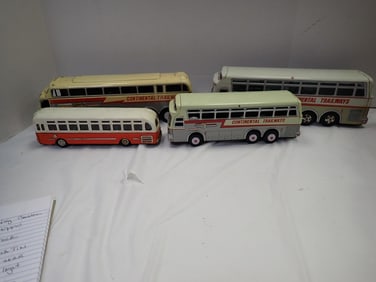 3 Continental Trailways Buses & 1 City Bus