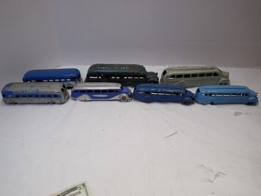 7 Metal Toy Buses