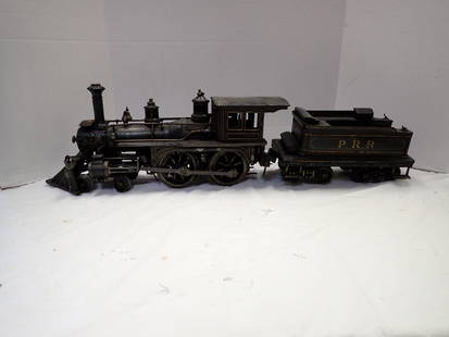 Large P.R.R. Model Engine & Tender: Handcrafted from wood & metal; Engine 20" Tender 12"