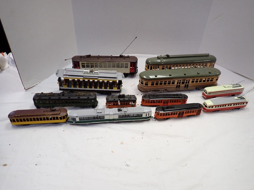 Metal & Plastic Trolley Cars: 12" - 4" in size