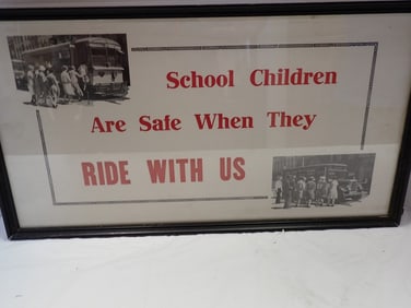 Vintage School Child Safe with Us Sign advertisement