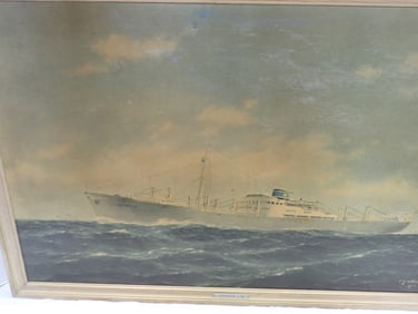 Johnson Line Ship textured print