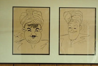 1945 Signed Sketches of Oliver & Hardy