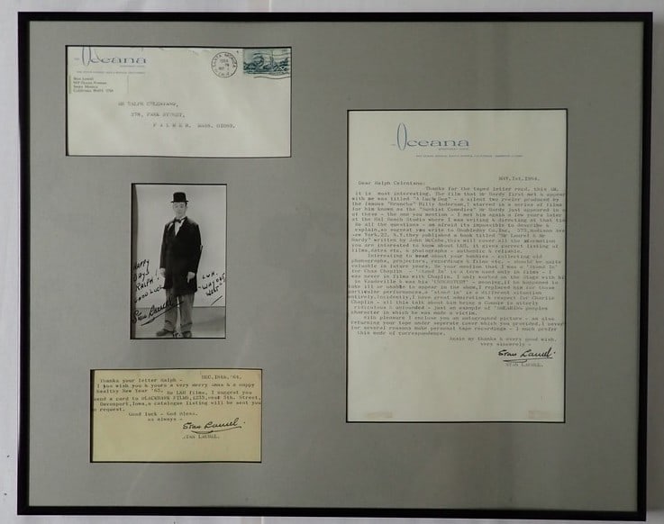 Signed Stan Laurel Letter w/Interesting content Display (1 of 9)
