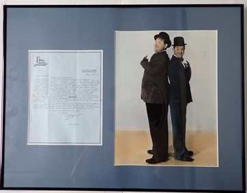 Colored Image of Laurel & Hardy & 1963 signed letter