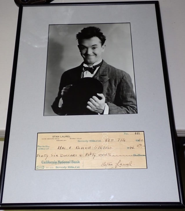 1930 Stan Laurel signed check to Hal E. Roach Studios (1 of 9)