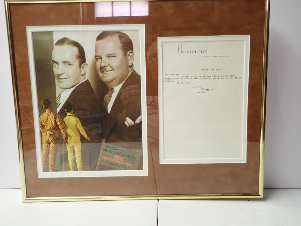 1962 Stan Laurel letter w/Metro Goldwyn Mayer display (1 of 4)