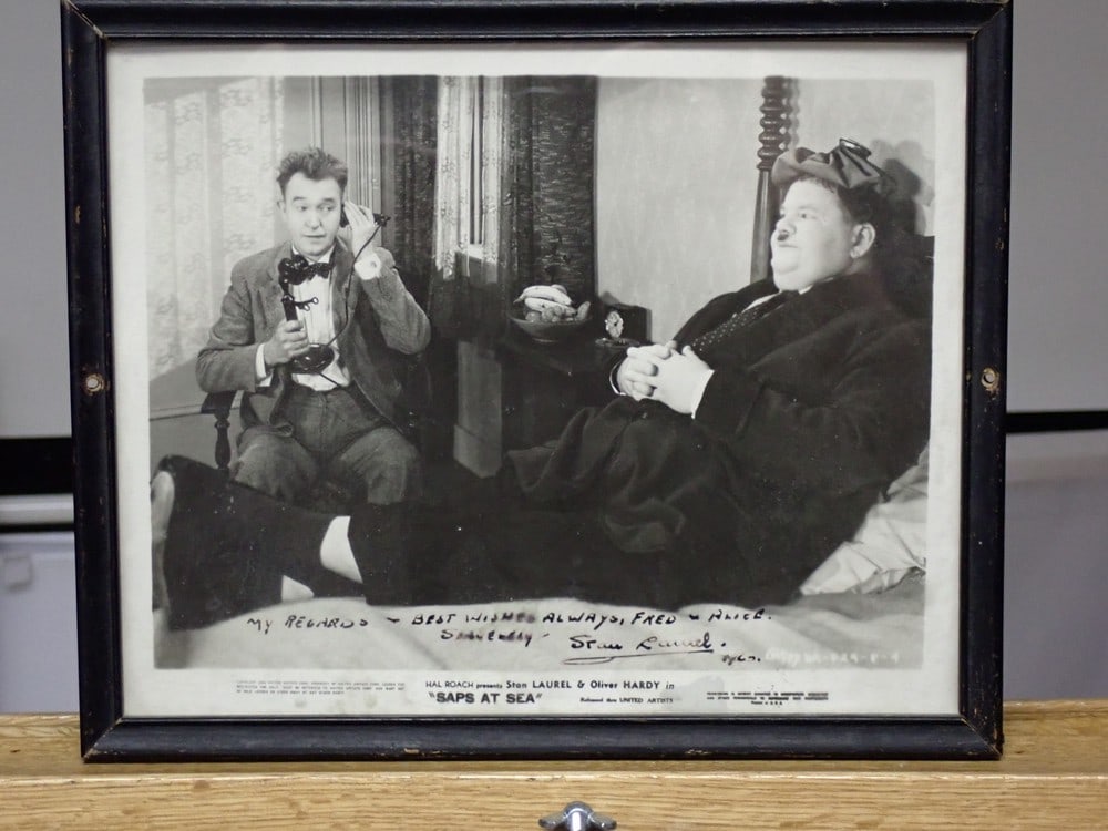 Laurel & Hardy Stan Laurel Signed "Saps at Sea"  movie still (1 of 3)