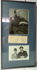 Oliver Hardy and Stan Laurel signed photo display